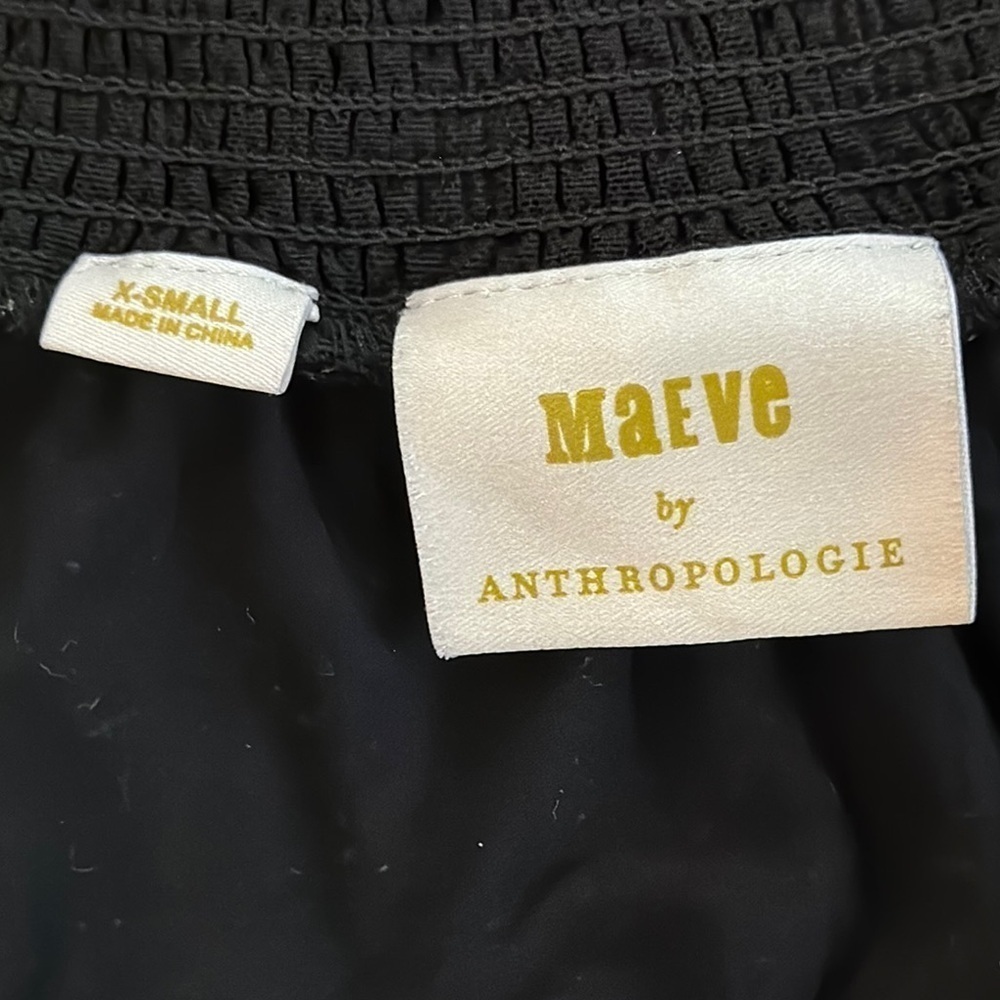Maeve Anthropologie Sheer Star Off Shoulder Black Top - Picture 7 of 10
